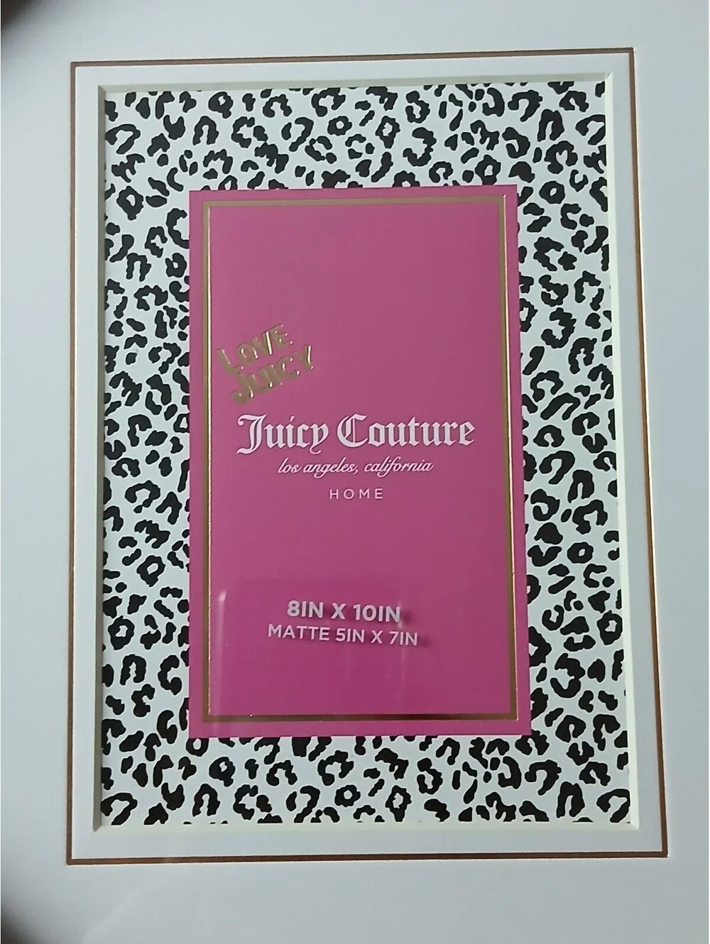 Juicy Couture Home Rose Gold Photo Frame with Leopard Print Matte 8x10 Inch NWT